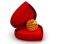 Box as heart with a globe