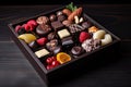 box of assorted chocolates with an assortment of fruits and nuts