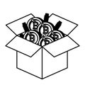 Box with bitcoins coins commerce technology