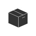 Box black shape icon. Closed box outline vector illustration