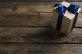 Box with blue ribbon bow gift Royalty Free Stock Photo