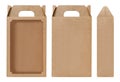 Box brown window shape cut out Packaging template, Empty kraft Box Cardboard isolated white background, Boxes Paper kraft natural