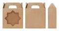 Brown Box window shape cut out Packaging template, Empty Box Cardboard, Boxes Paper kraft material Gift Box Brown Packaging carton Royalty Free Stock Photo