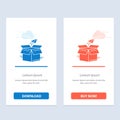 Box, Business, Package, Product Release, Release, Shipping, Startup Blue and Red Download and Buy Now web Widget Card Template