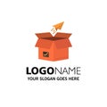 Box, Business, Package, Product Release, Release, Shipping, Startup Business Logo Template. Flat Color