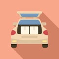 Box in car trunk icon flat vector. Travel back Royalty Free Stock Photo