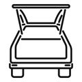 Box in car trunk icon outline vector. Travel back