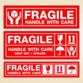 Fragile icon packaging shipping handle white care vector 3