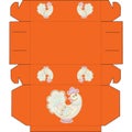 Box with Cartoon stylized rooster.