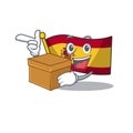With box character spain flag is stored cartoon drawer