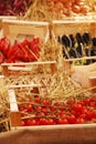 Box of Cherry Tomatoes in Fruit and Veg Display Royalty Free Stock Photo