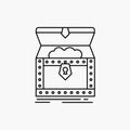 Box, chest, gold, reward, treasure Line Icon. Vector isolated illustration