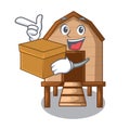 With box chiken coop isolated on a mascot