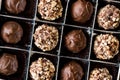 Box of Chocolate Pralines with Hazelnuts. Royalty Free Stock Photo