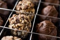 Box of Chocolate Pralines with Hazelnuts. Royalty Free Stock Photo