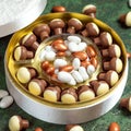 Box of chocolates and confetto or sugared almond Royalty Free Stock Photo
