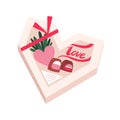 Box of chocolates heart shaped holiday gift. Isolated on white background.