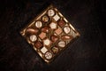 Box of chocolates white, dark, and milk chocolate, variety of Chocolate Truffle Royalty Free Stock Photo