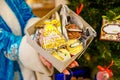 Box of Christmas gingerbread and cakes