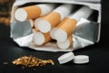 Box of cigarettes close up Royalty Free Stock Photo
