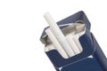 Box of cigarettes, isolated on white Royalty Free Stock Photo