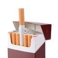 Box of cigarettes isolated on white Royalty Free Stock Photo