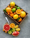 Box with citrus fresh fruits Royalty Free Stock Photo