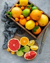 Box with citrus fresh fruits Royalty Free Stock Photo