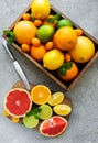 Box with citrus fresh fruits Royalty Free Stock Photo