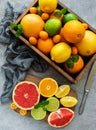 Box with citrus fresh fruits Royalty Free Stock Photo