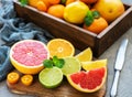 Box with citrus fresh fruits Royalty Free Stock Photo