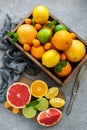 Box with citrus fresh fruits Royalty Free Stock Photo