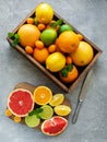 Box with citrus fresh fruits Royalty Free Stock Photo