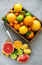 Box with citrus fresh fruits Royalty Free Stock Photo