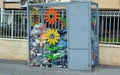 Box for collecting plastic bottles on the street of a small town in Israel for their subsequent recycling