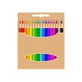 Box of colored pencils, isolated on white background Royalty Free Stock Photo