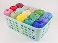 Box with colorful knitting yarn Royalty Free Stock Photo