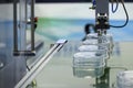 The box container part on the conveyer belt from injection process