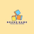 box cube coloful logo design vector