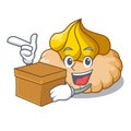 With box delicious biscuit with ice cream character Royalty Free Stock Photo