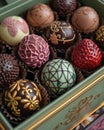 Box of delicious handmade chocolates Royalty Free Stock Photo