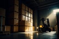 box delivery storage distribution logistic forklift transportation cargo warehouse sun. Generative AI.