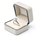 Box with diamond ring isolated on white background Royalty Free Stock Photo