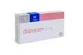 Box of Diazepam 5 mg. Diazepam is a medicine of the benzodiazepine family that produces a calming effect. It is used to treat Royalty Free Stock Photo