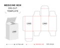 Medicine box die cut template, packaging die cut template, 3d box, keyline