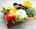 Box with different raw vegetables Royalty Free Stock Photo