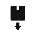 Box with down arrow vector icon Royalty Free Stock Photo