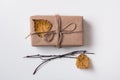 Box with dried autumn leaves Royalty Free Stock Photo