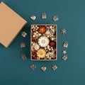 Box of Dried Flowers with Charms Royalty Free Stock Photo