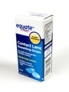 Box of Equate Contact Lens Rewetting Drops on a white backdrop Royalty Free Stock Photo